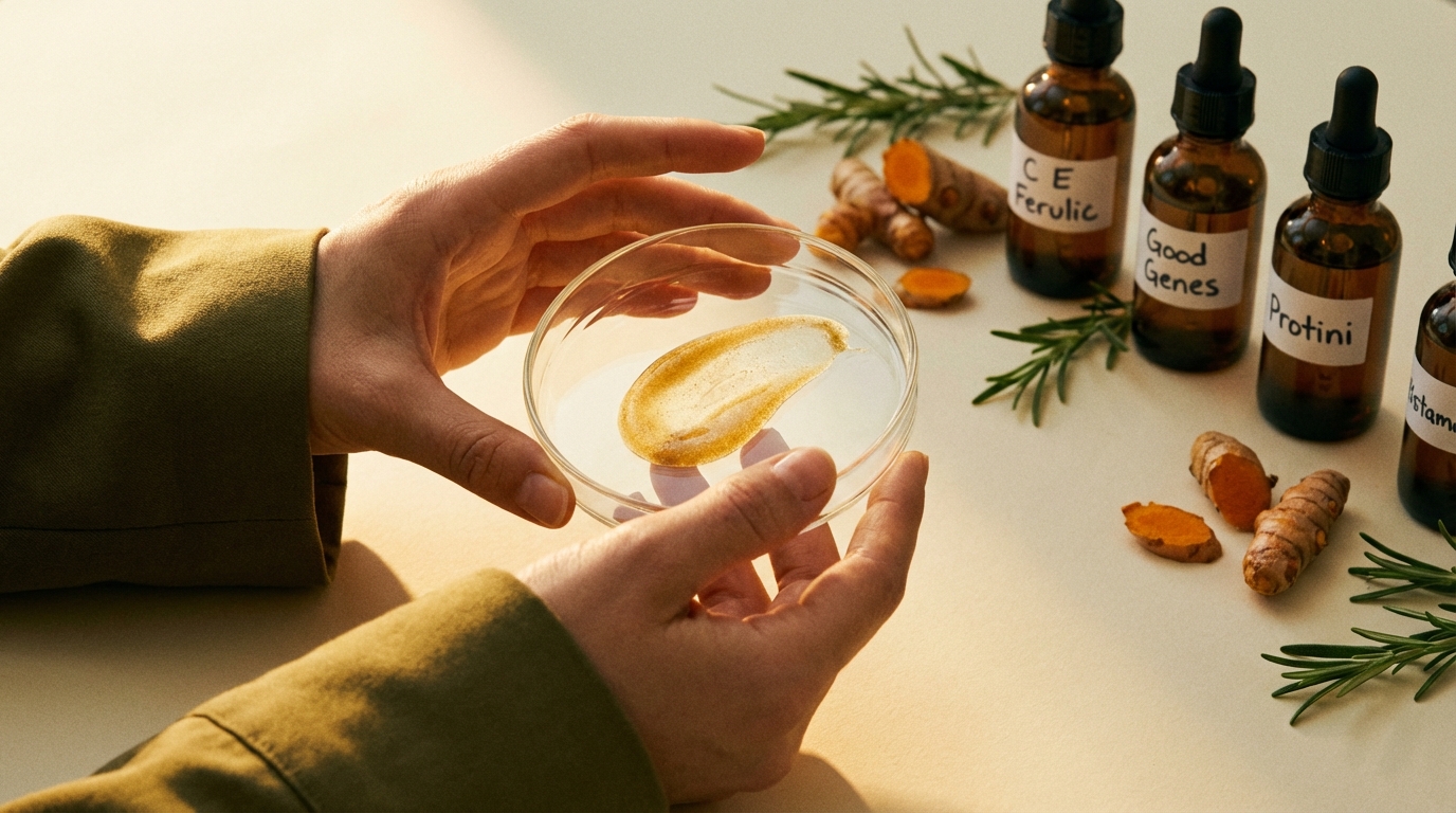 Hands holding petri dish serum