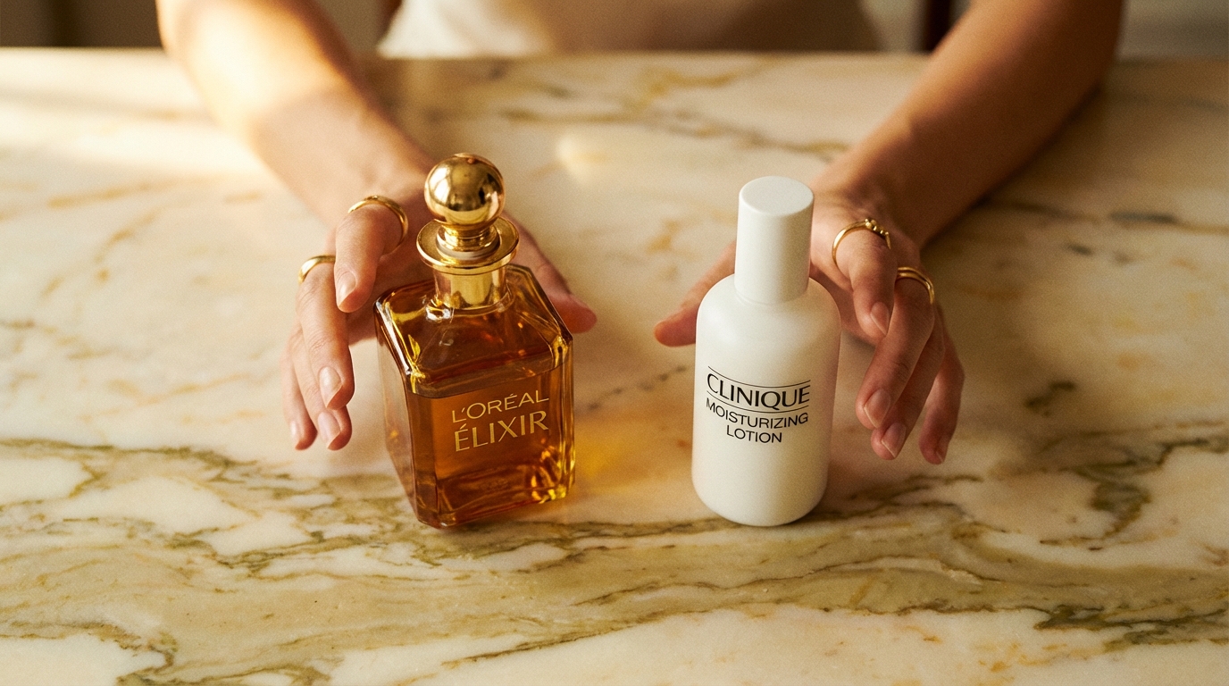 luxury skincare serums on marble surface showing whether luxury skincare worth it