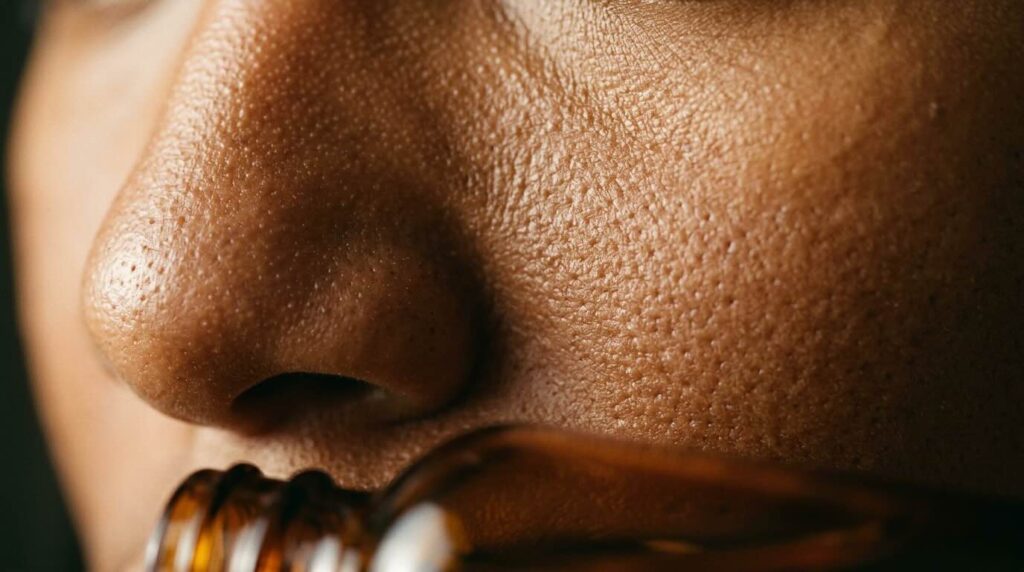 Close up pore detail showing where BHA exfoliation penetrates inside the pore